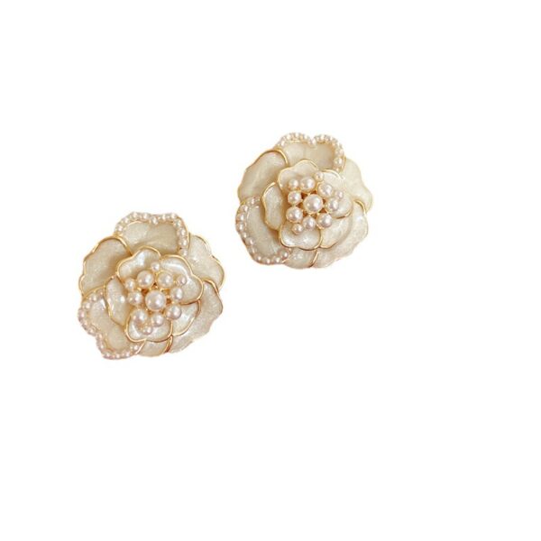 Snowy Rose Petal Earrings - Image 5