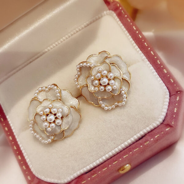 Snowy Rose Petal Earrings - Image 4