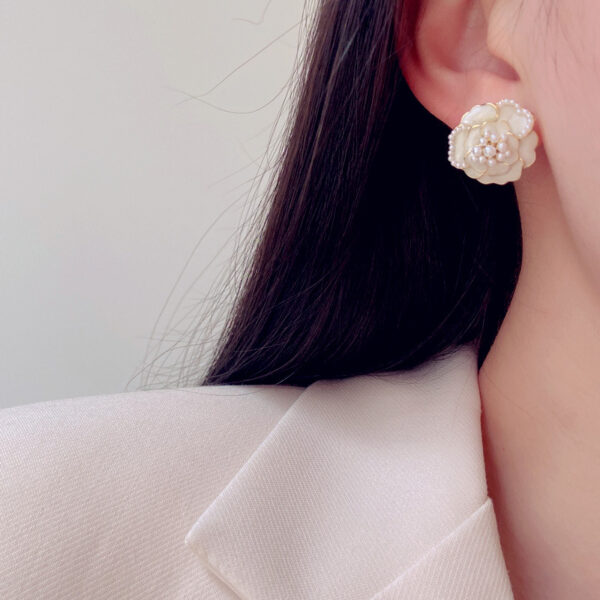 Snowy Rose Petal Earrings - Image 2