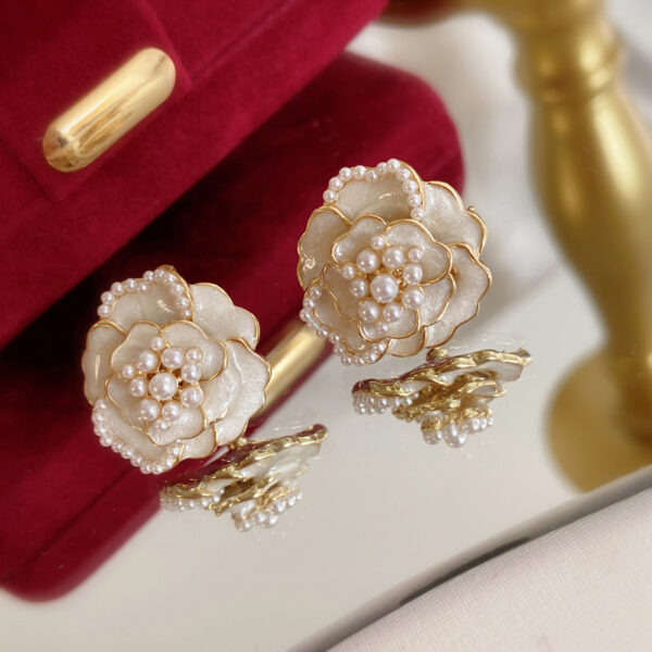 Snowy Rose Petal Earrings - Image 3