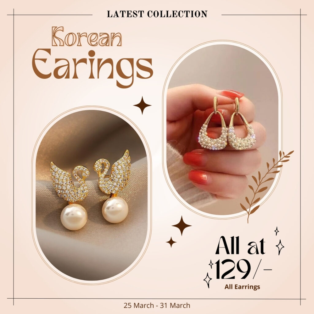 Beige cream aesthetic jewelry ear rings flower theme special discount sale - instagram post