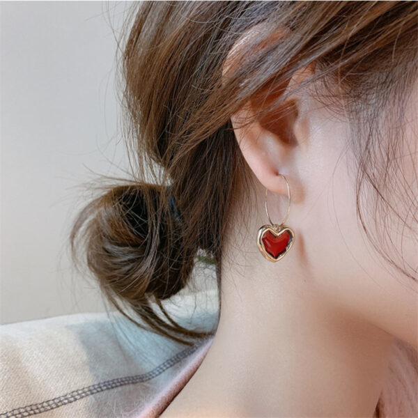 Ruby Heart Earrings - Image 2