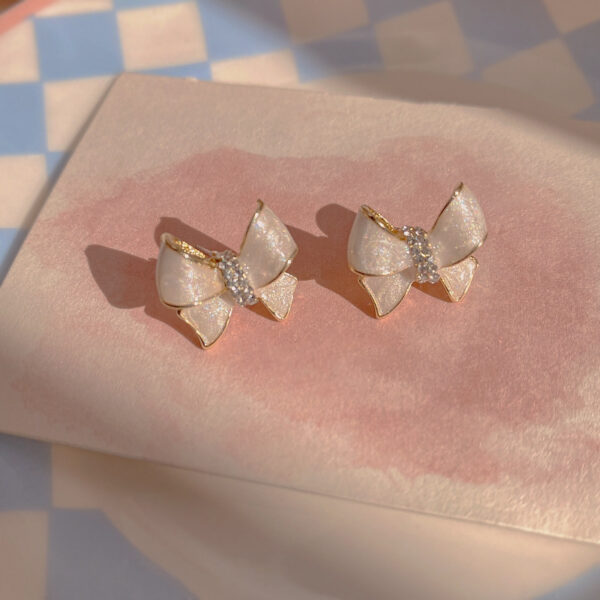 Tiny White Bow Earrings