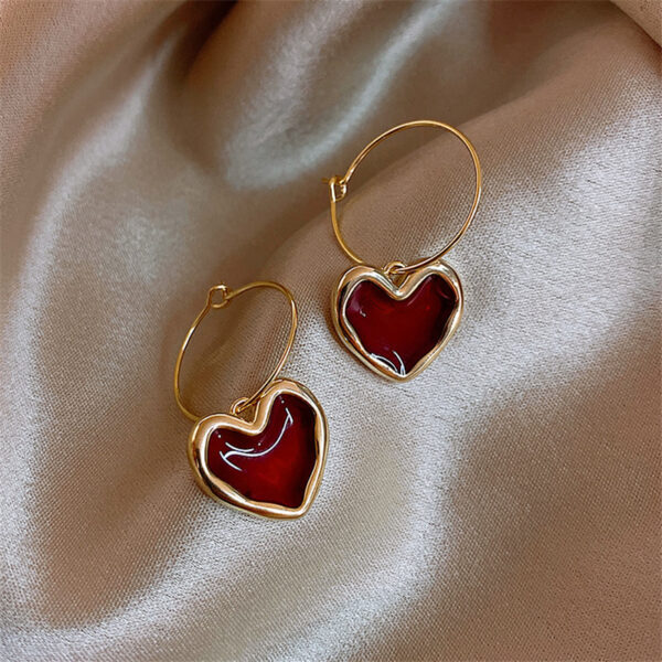 Ruby Heart Earrings - Image 4