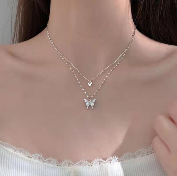 Butterfly Drape Layered Necklace - Image 3