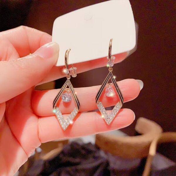 Geometric Crystal Drop Earrings - Image 2