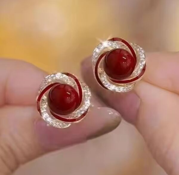 Ruby Red Swirl Earrings