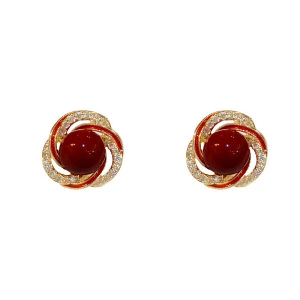 Ruby Red Swirl Earrings - Image 5
