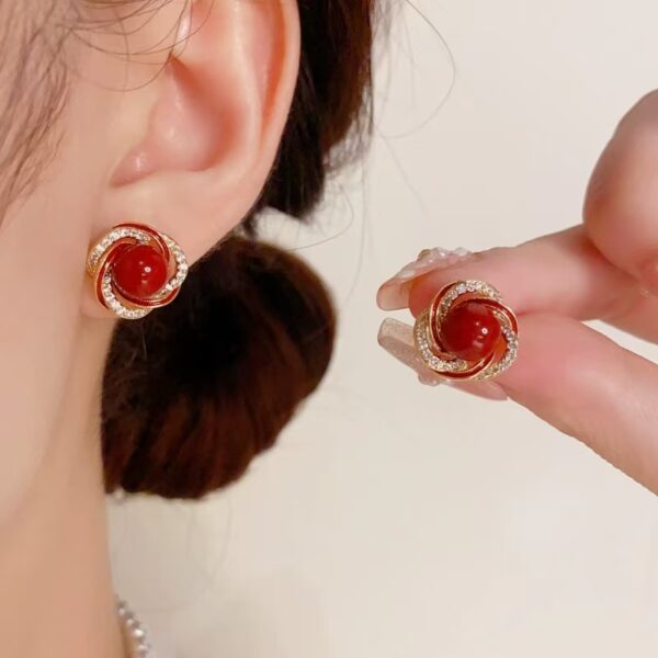 Ruby Red Swirl Earrings - Image 2