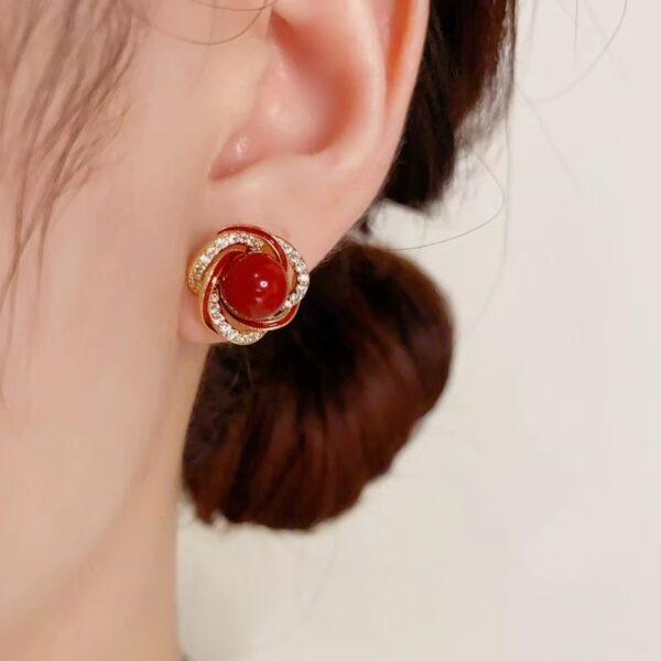 Ruby Red Swirl Earrings - Image 3