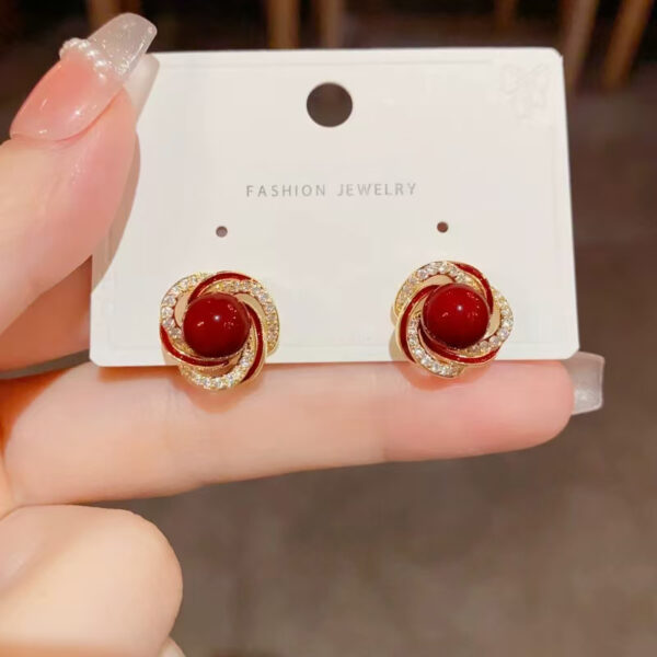 Ruby Red Swirl Earrings - Image 4