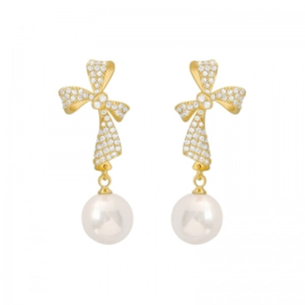Radiant Ribbon Pearl Earrings - Image 6