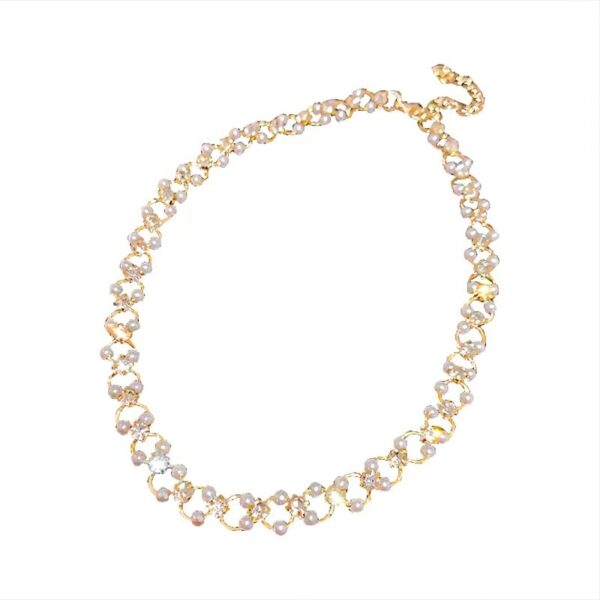 Luxury Rhinestone Pearl Shiny Choker Necklace - Image 5
