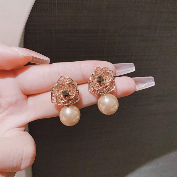 Rosette Pearl Earrings - Image 2