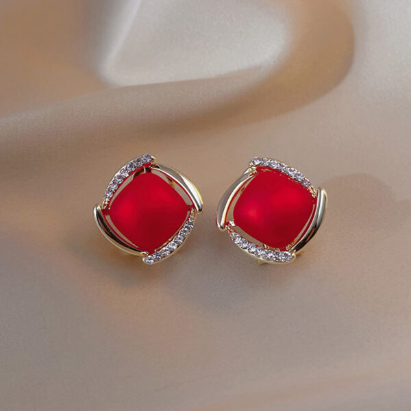 Classy Red Stud Earrings
