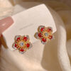 Crimson Flower Earrings