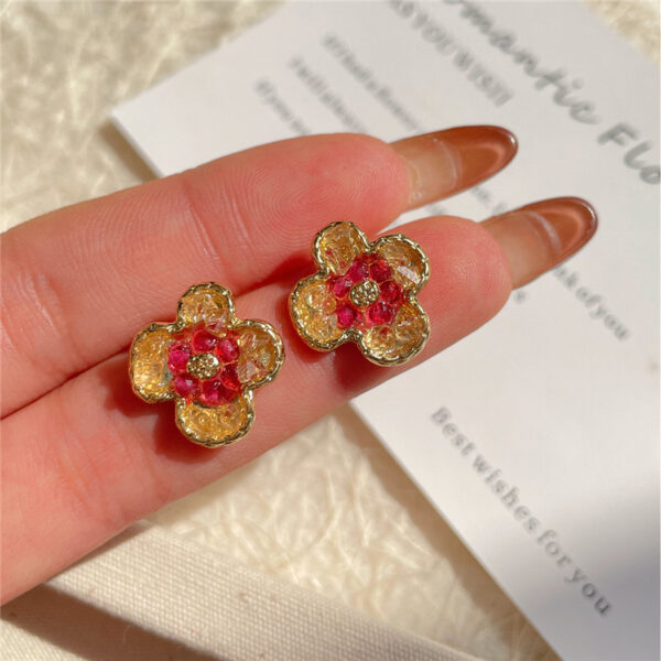 Amber Flower Earrings - Image 2