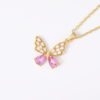 Pink Butterfly Crystal Anti Tarnish Necklace