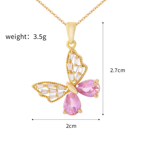 Pink Butterfly Crystal Anti Tarnish Necklace - Image 3
