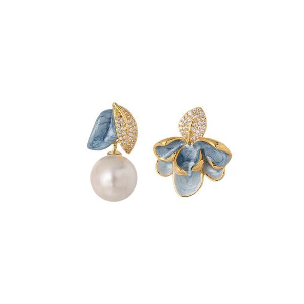 Blue Flower & Bud Earrings - Image 5