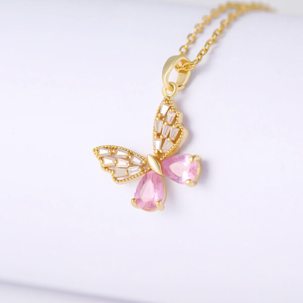Pink Butterfly Crystal Anti Tarnish Necklace - Image 4