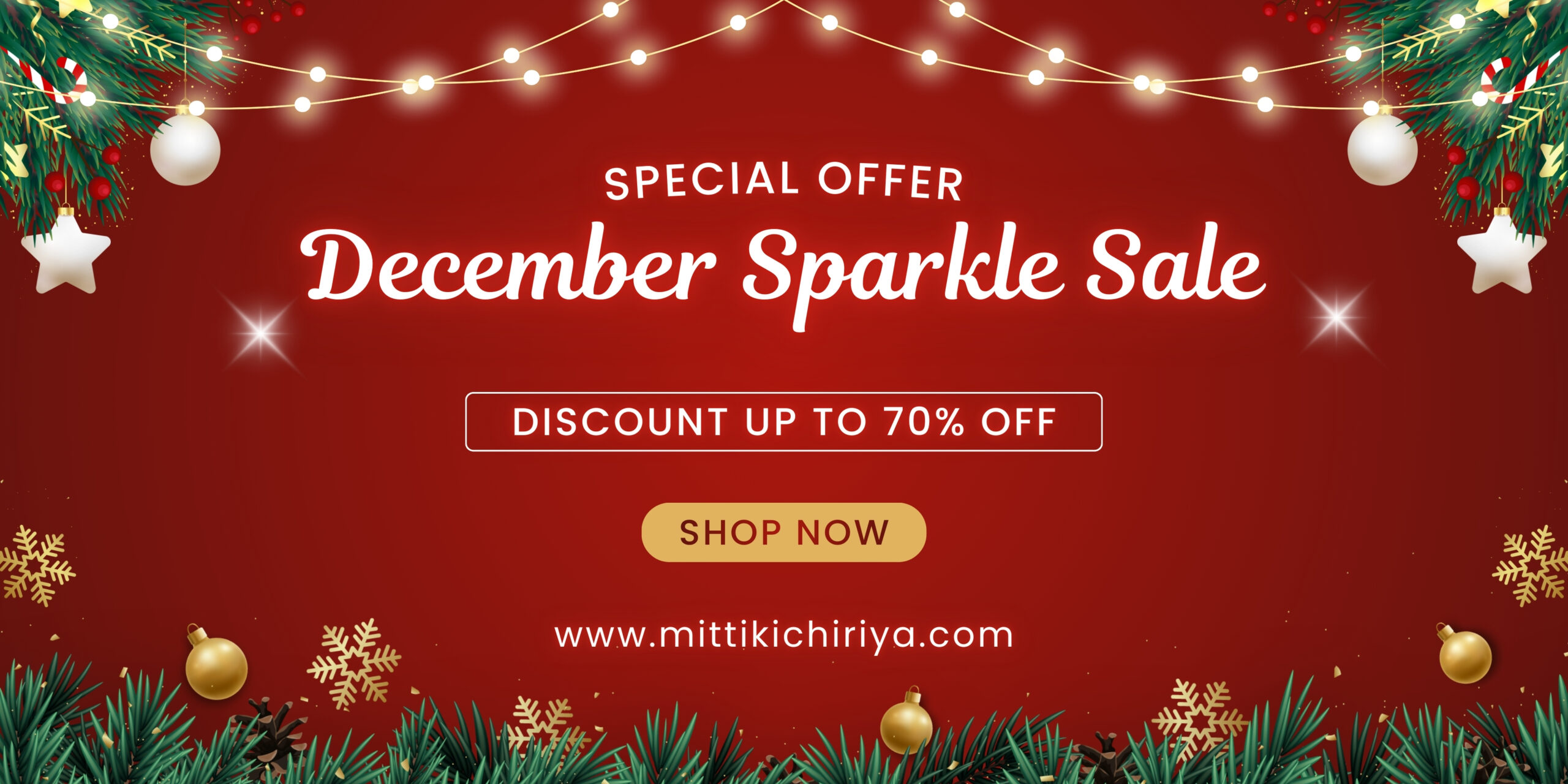 Red and Gold Traditional Christmas Sale Banner Landscape