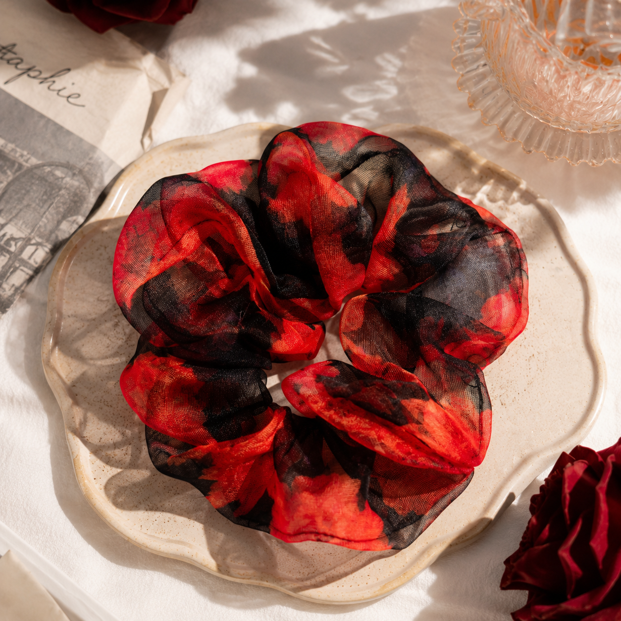 Orange Flame Organza Scrunchie